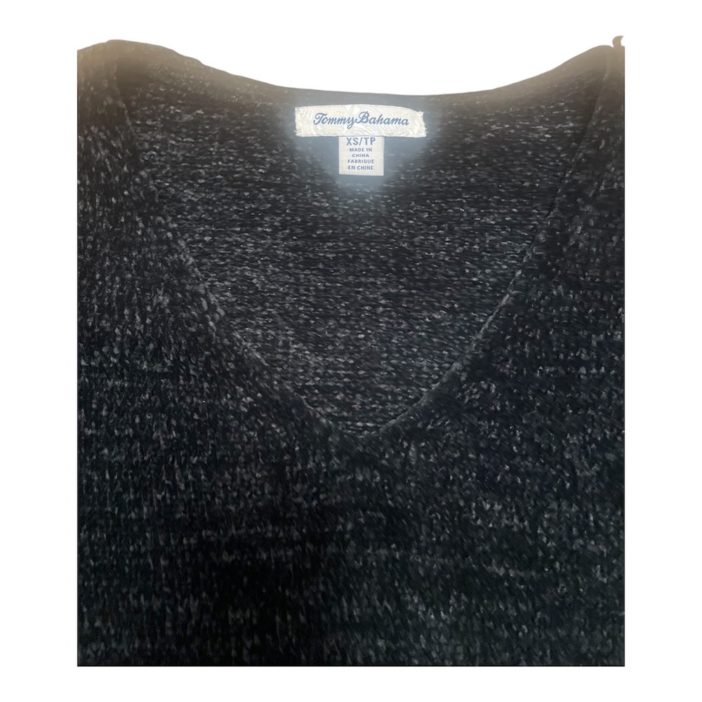 Tommy Bahama Womens Black Chenille‎ V-Neck Sweater Recycled Polyester XS - Picture 5 of 6